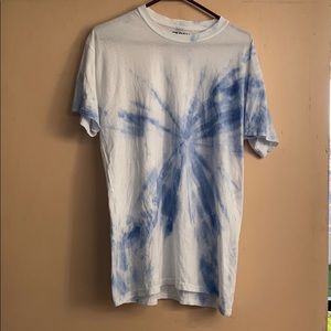 White and light blue tie dye t shirt hand made